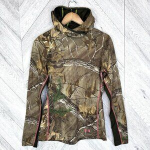 Under Armour Scent Control Realtree Camo Hooded Pullover Shirt Womens Medium